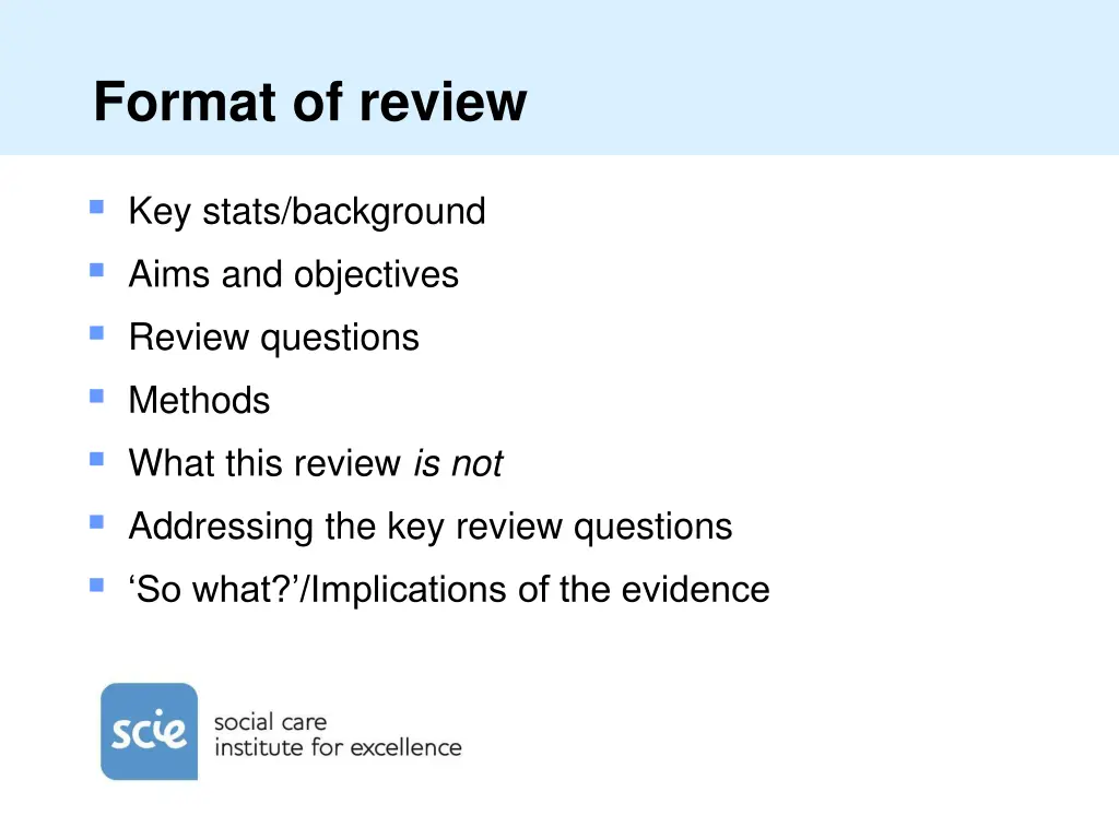 format of review