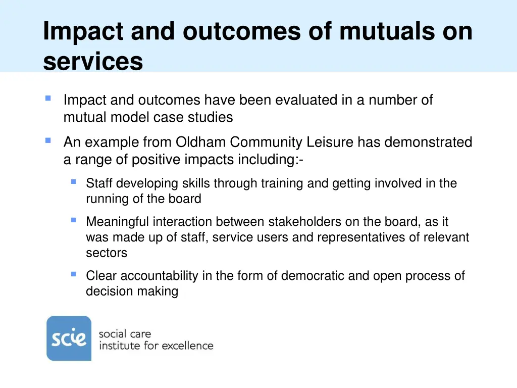 impact and outcomes of mutuals on services