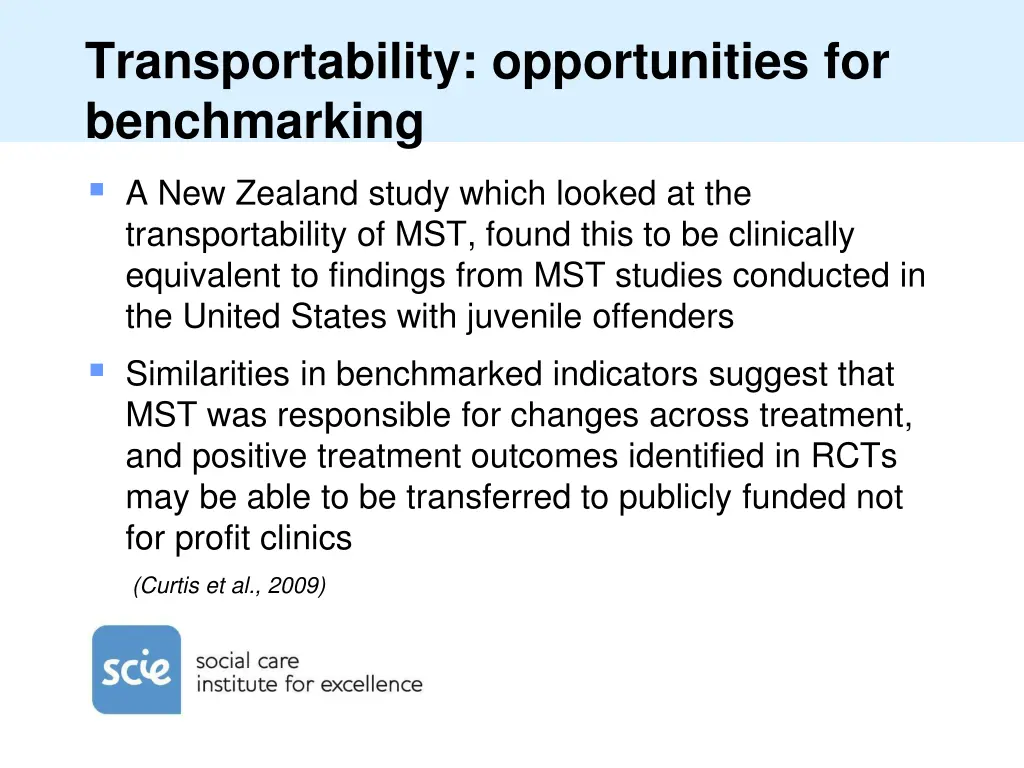 transportability opportunities for benchmarking