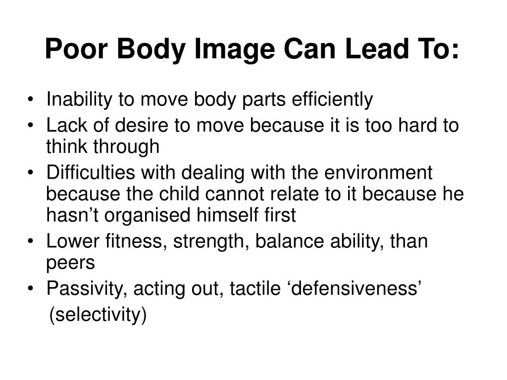 poor body image can lead to