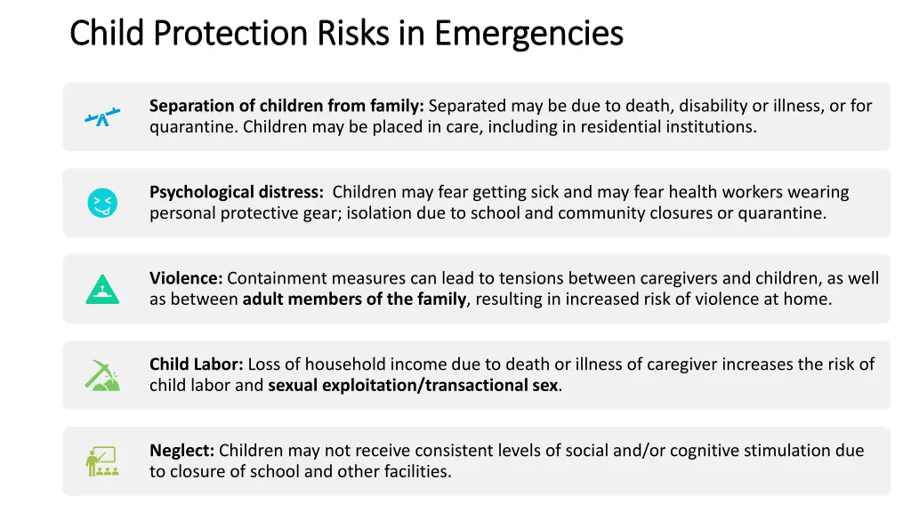 child protection risks in emergencies child