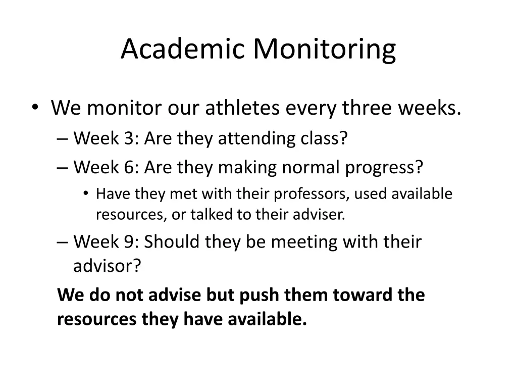 academic monitoring