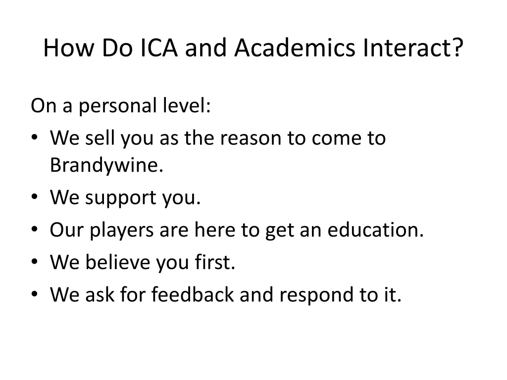 how do ica and academics interact 1