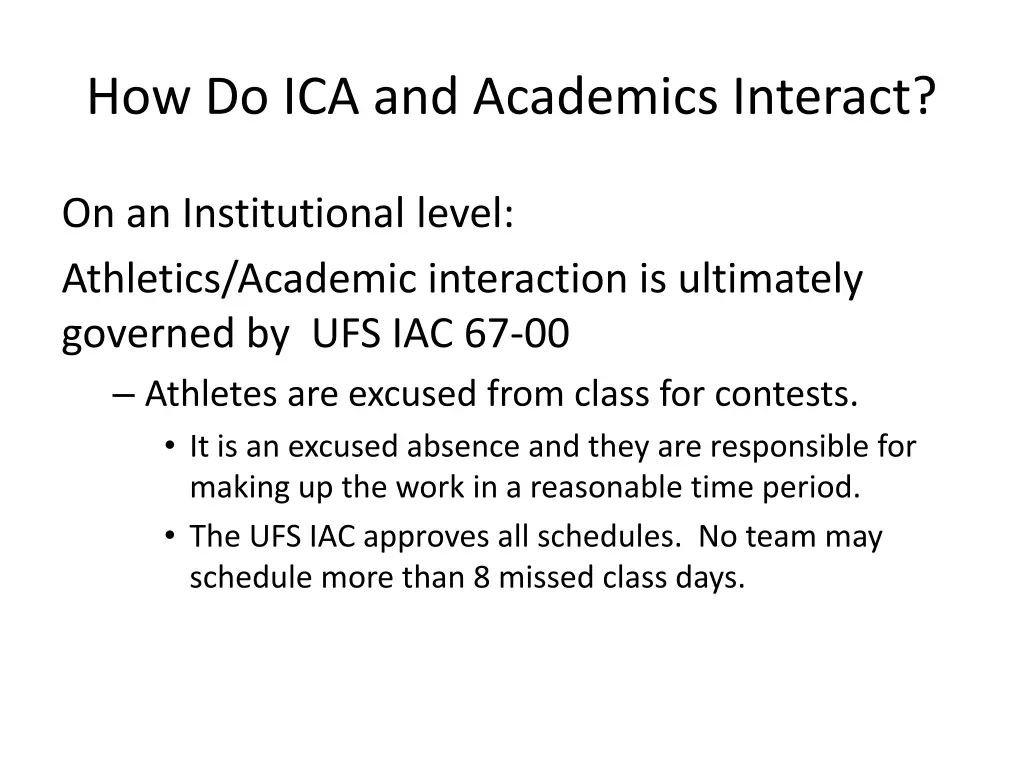 how do ica and academics interact