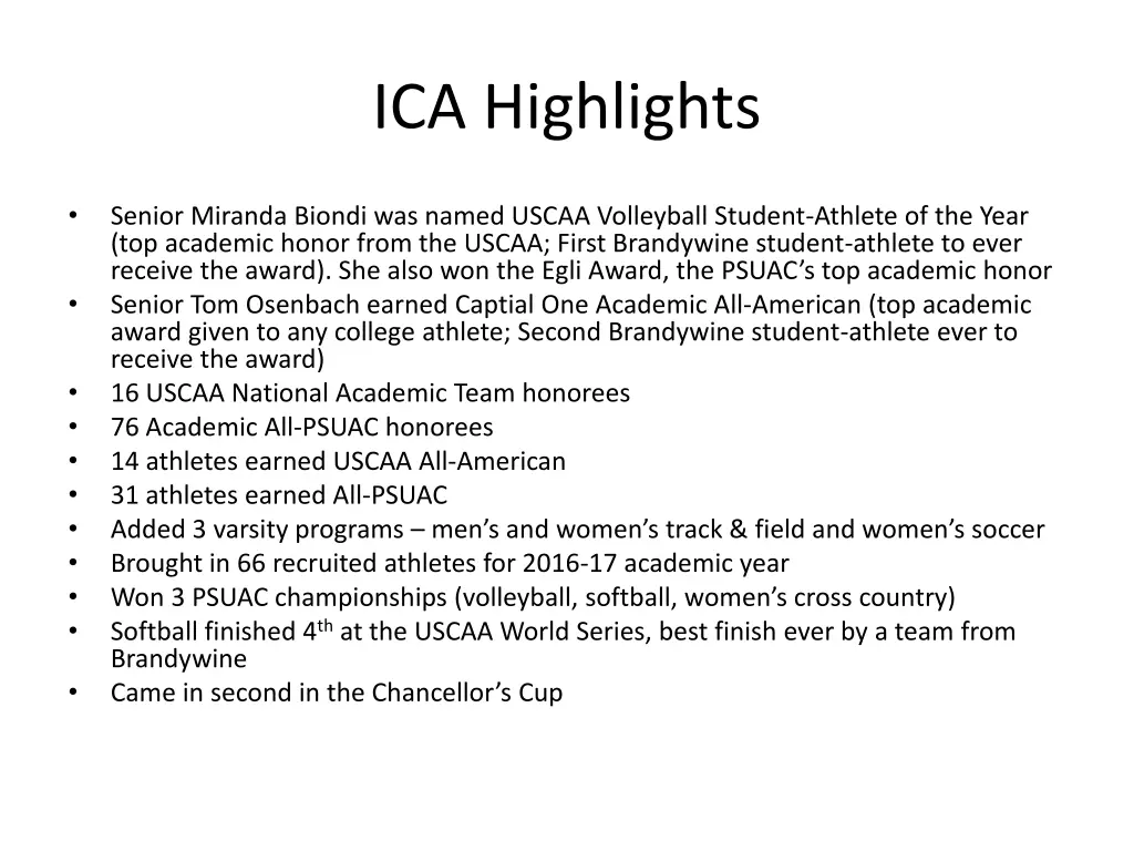 ica highlights