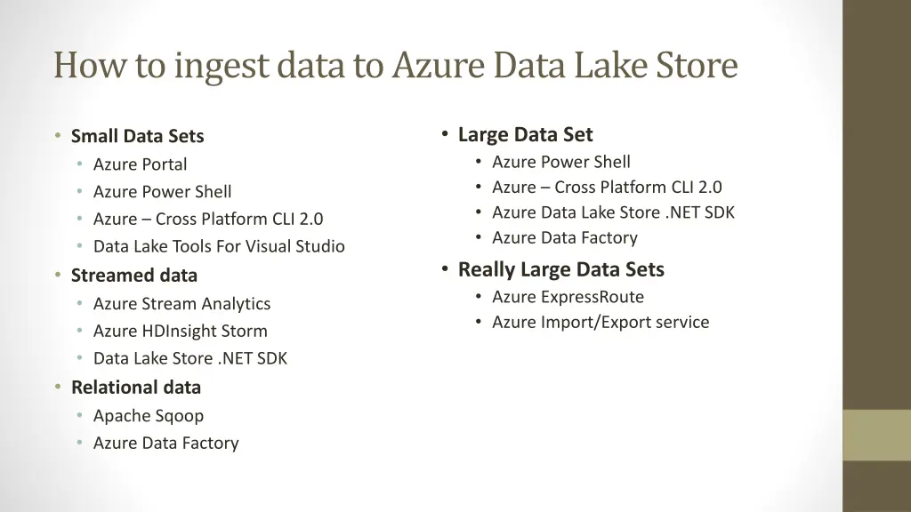 how to ingest data to azure data lake store