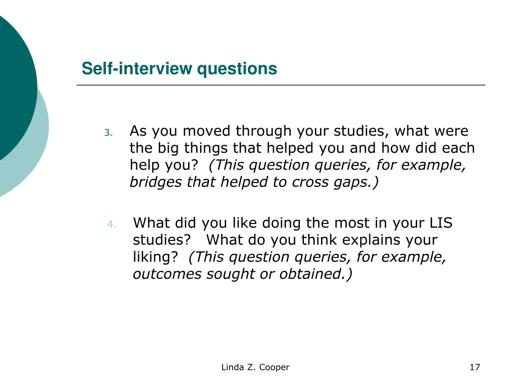 self interview questions 1