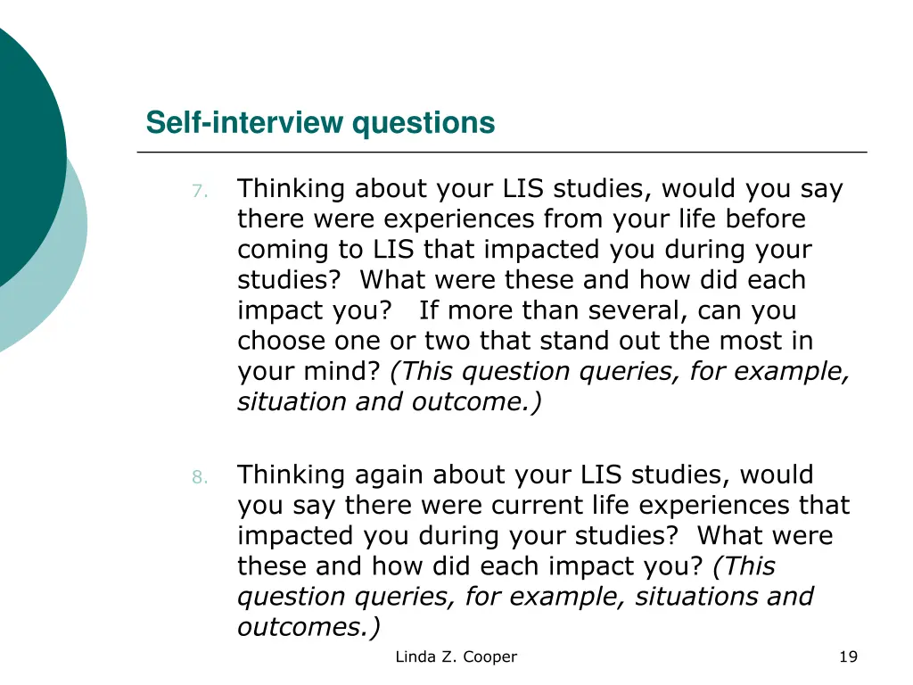 self interview questions 3