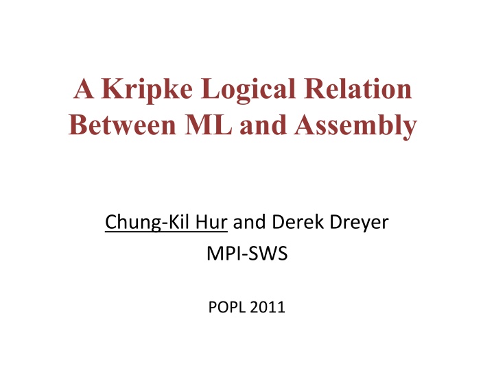 a kripke logical relation between ml and assembly