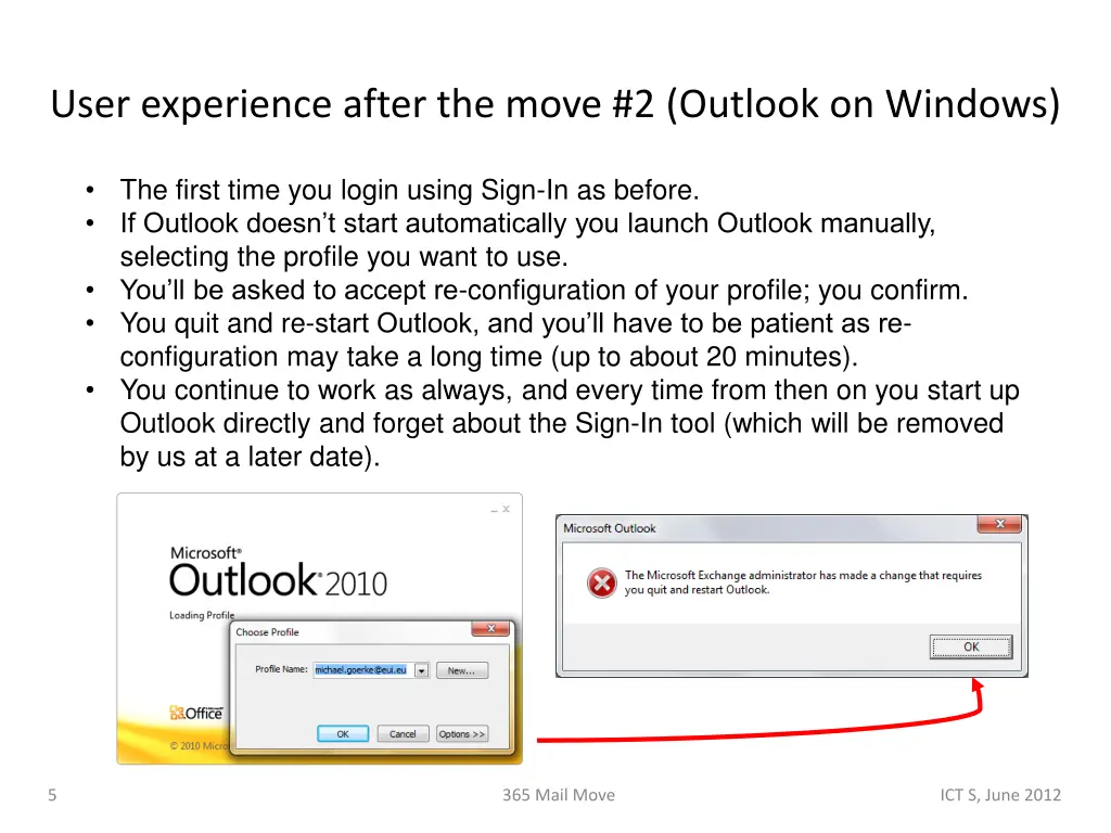 user experience after the move 2 outlook