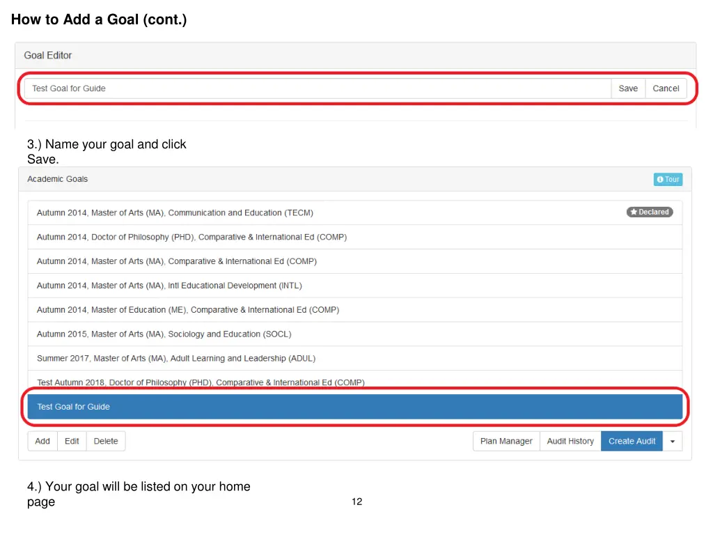 how to add a goal cont 1