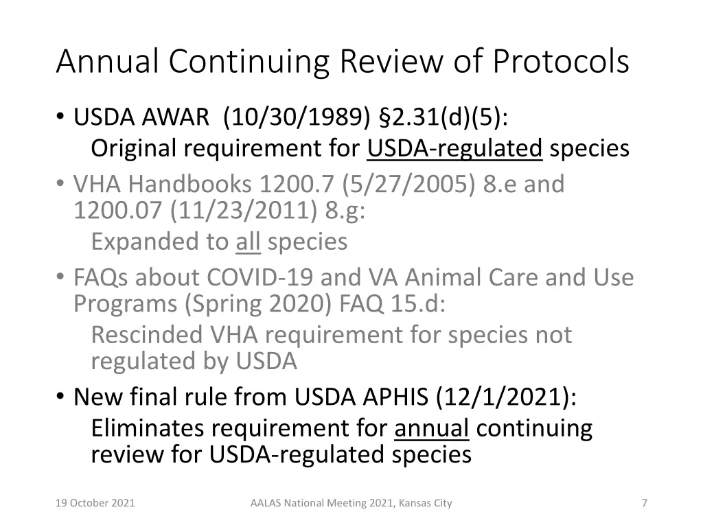 annual continuing review of protocols 1