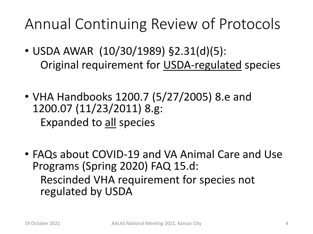 annual continuing review of protocols