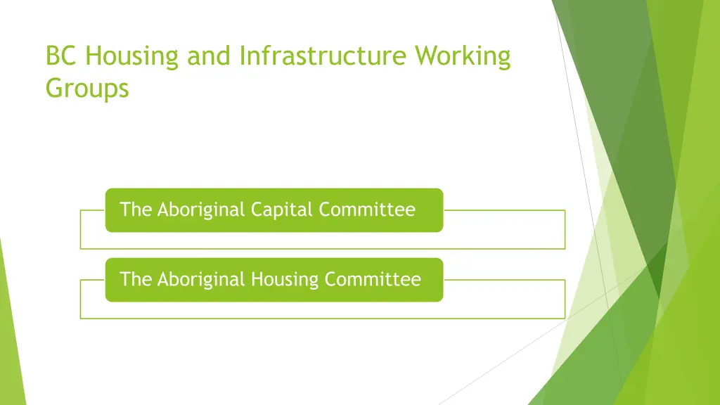 bc housing and infrastructure working groups