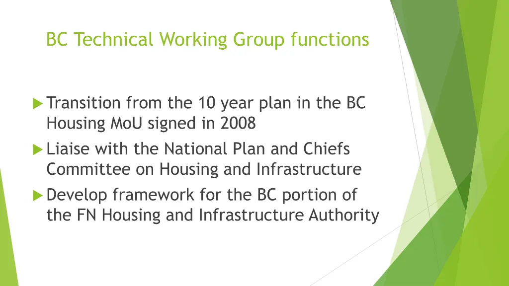 bc technical working group functions