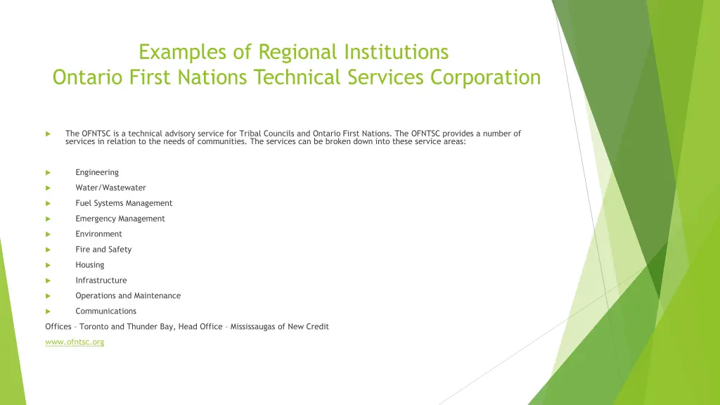 examples of regional institutions ontario first 1