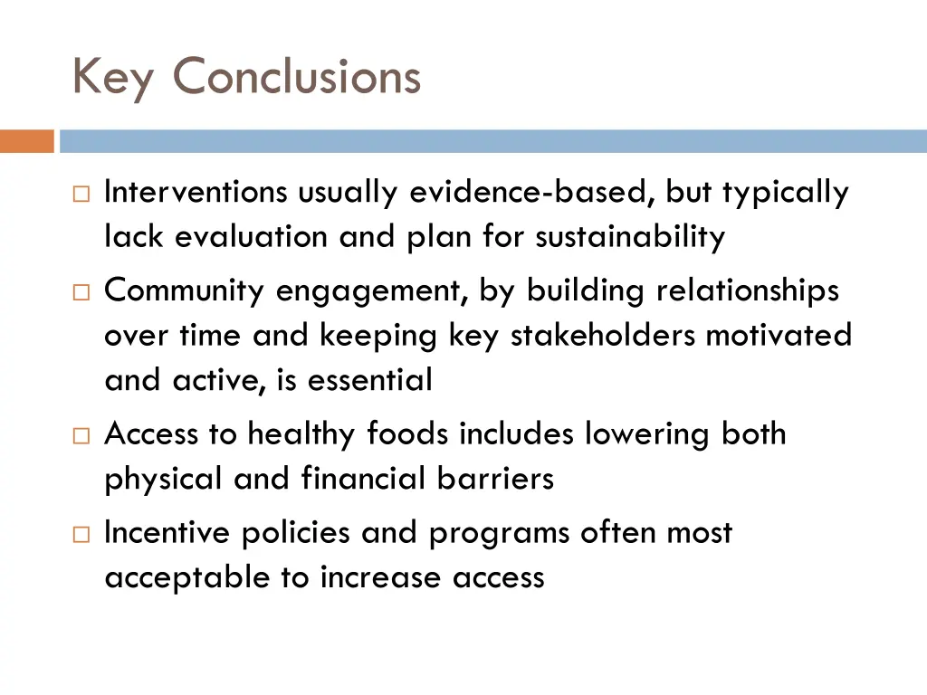 key conclusions