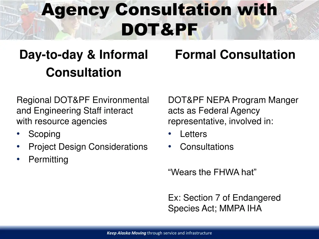 agency consultation with dot pf