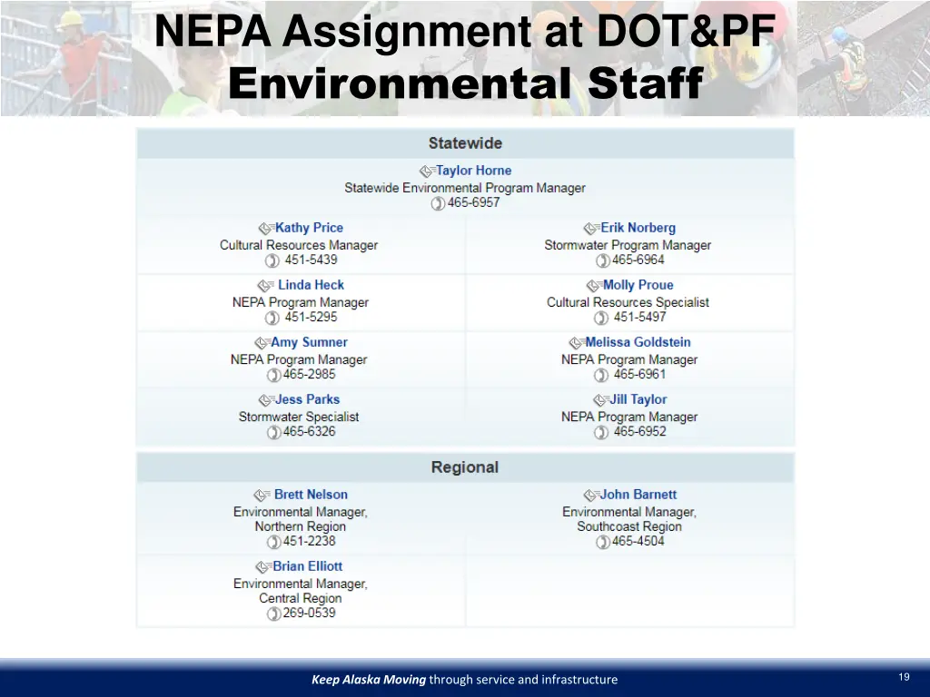 nepa assignment at dot pf environmental staff