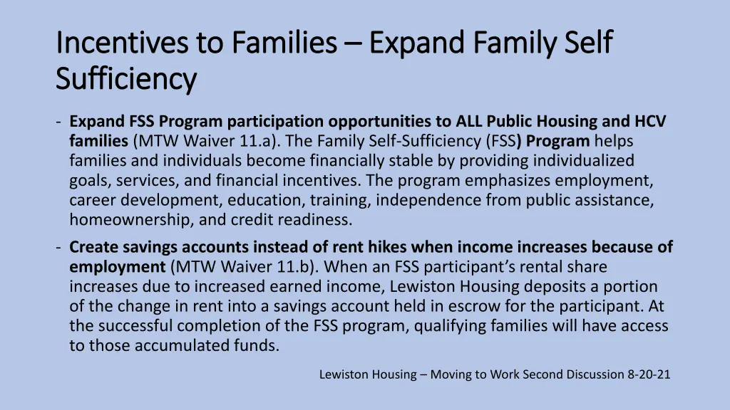 incentives to families incentives to families