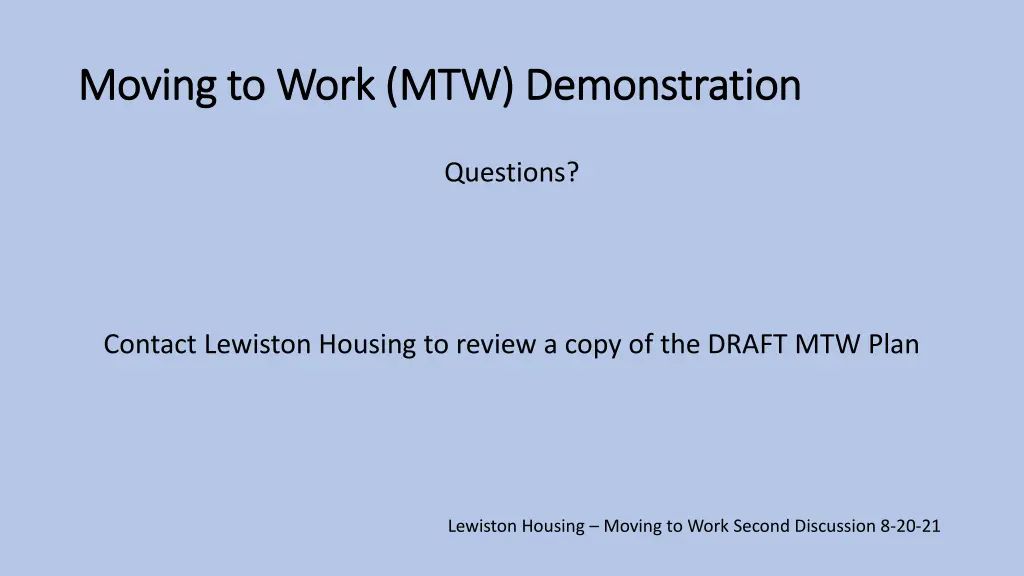 moving to work mtw demonstration moving to work