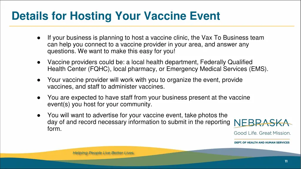 details for hosting your vaccine event