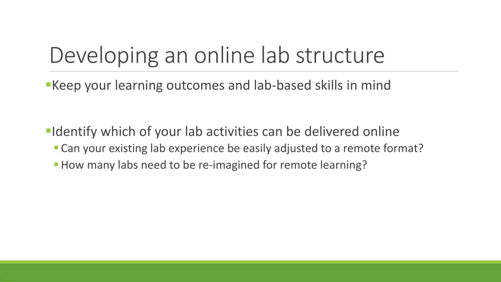 developing an online lab structure