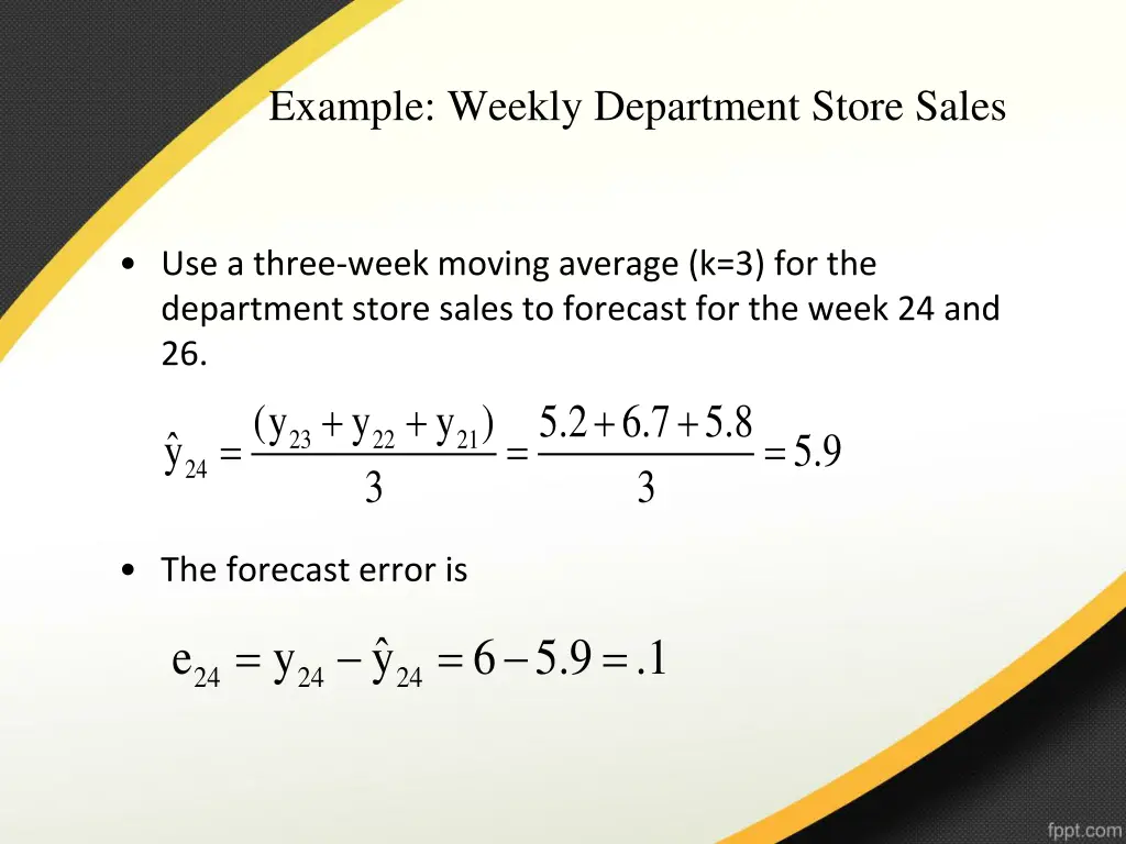 example weekly department store sales 2