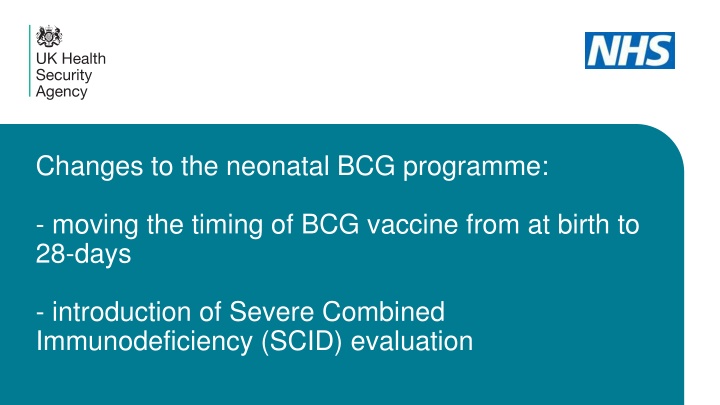 changes to the neonatal bcg programme