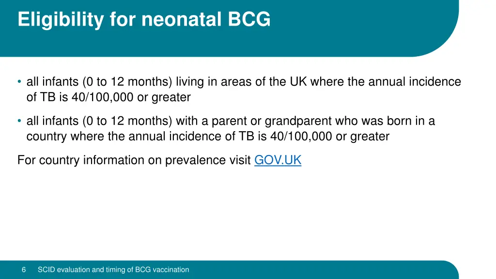 eligibility for neonatal bcg