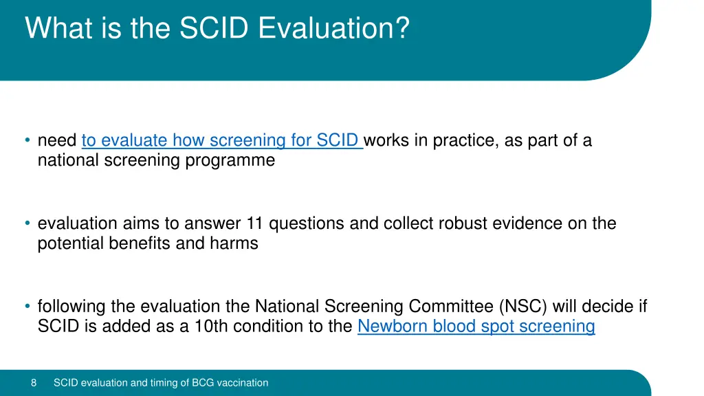 what is the scid evaluation