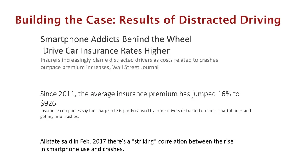 building the case results of distracted driving