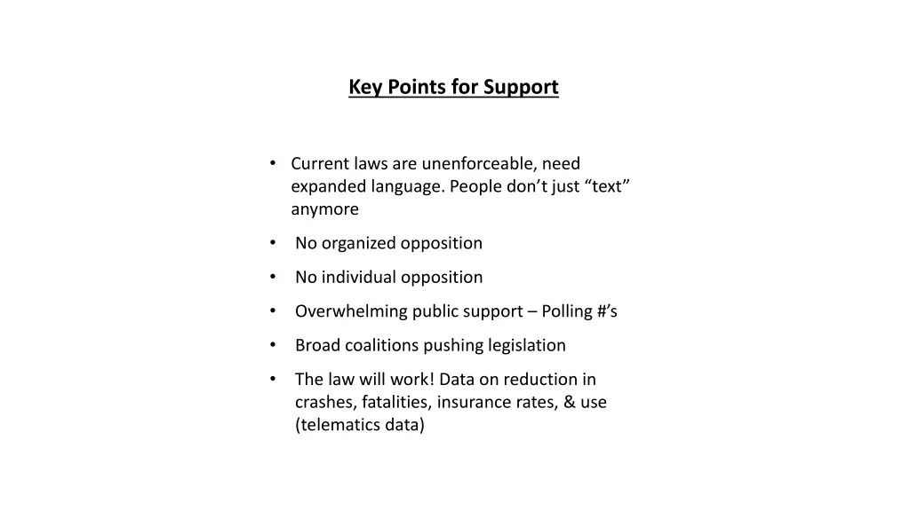 key points for support