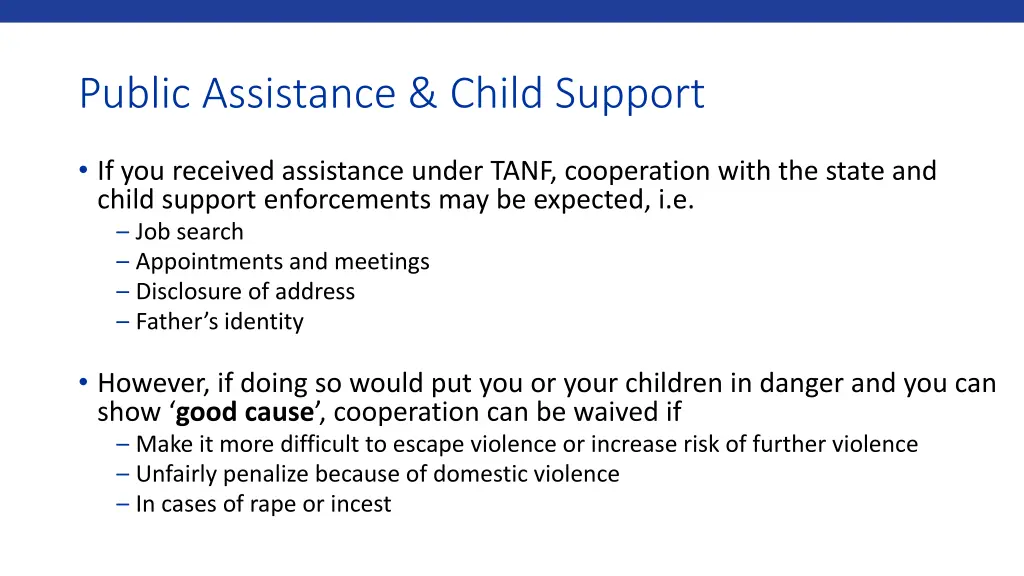 public assistance child support