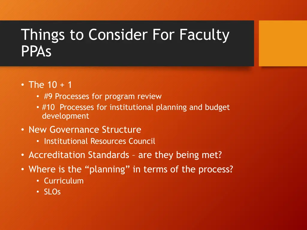 things to consider for faculty ppas