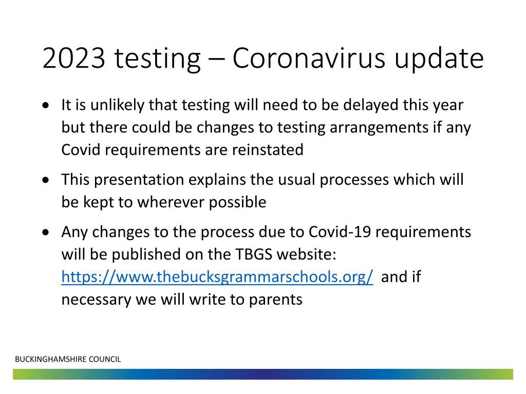 2023 testing coronavirus update