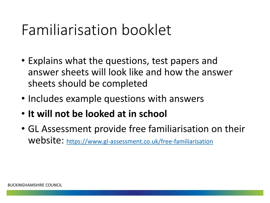 familiarisation booklet