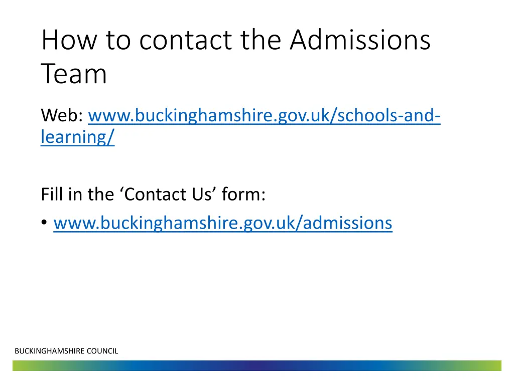 how to contact the admissions team