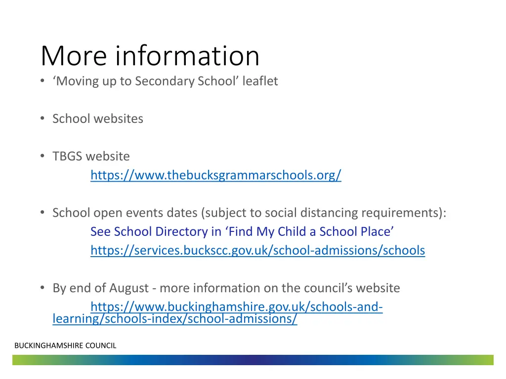 more information moving up to secondary school