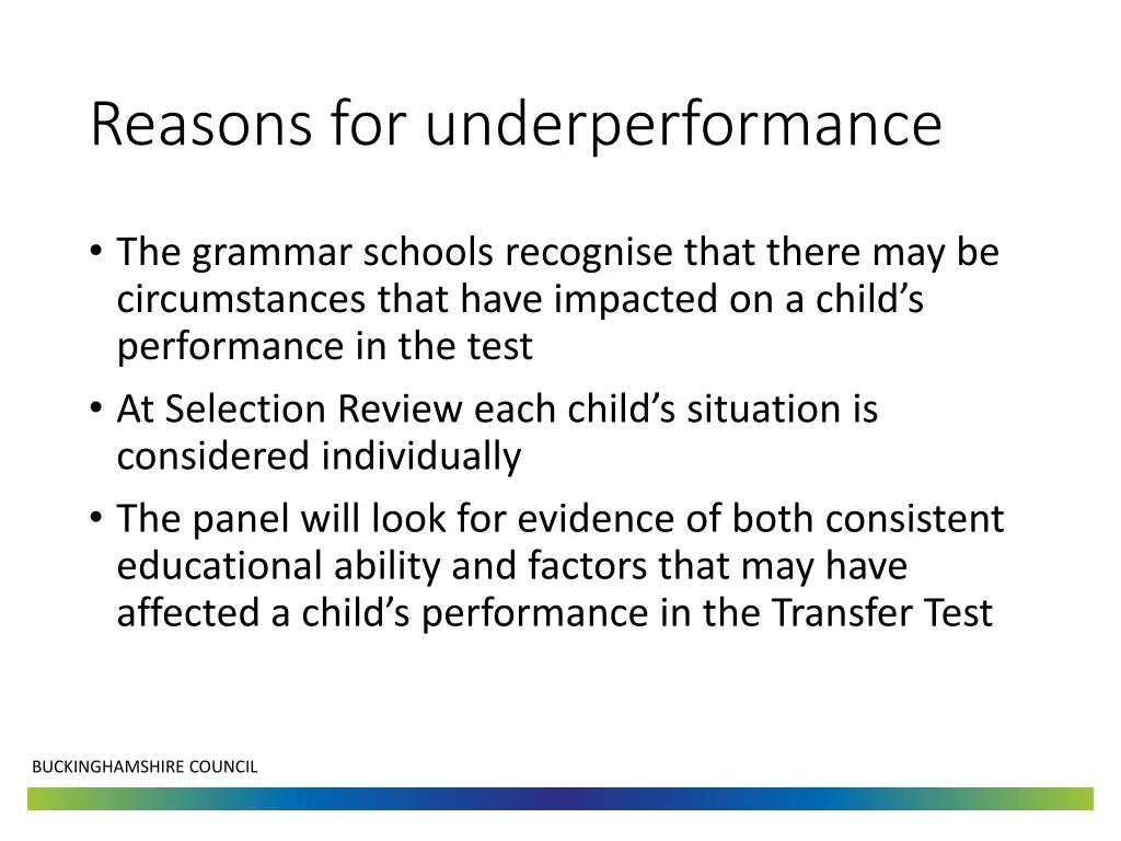 reasons for underperformance