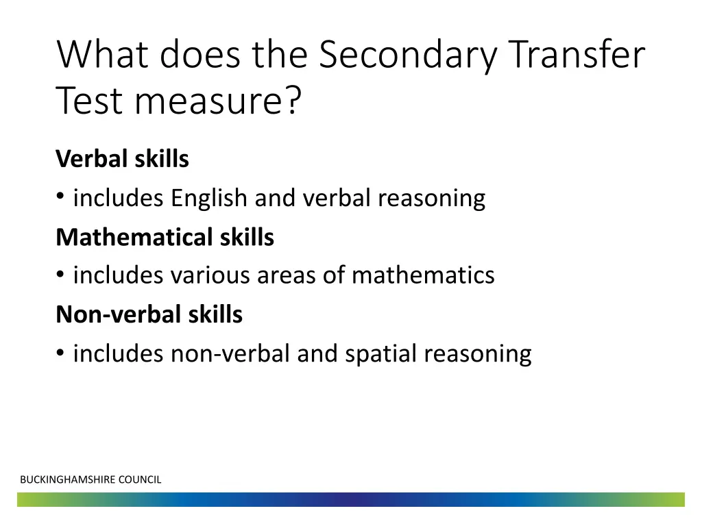 what does the secondary transfer test measure