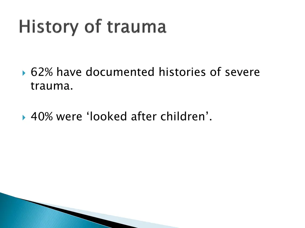 62 have documented histories of severe trauma