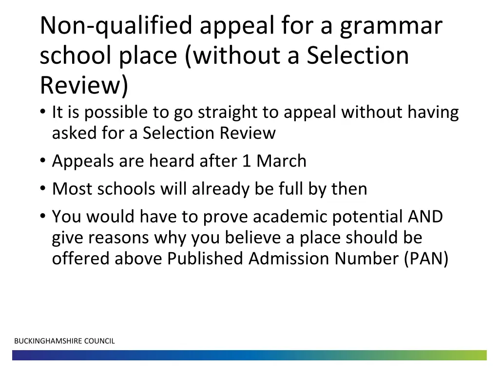 non qualified appeal for a grammar school place 1