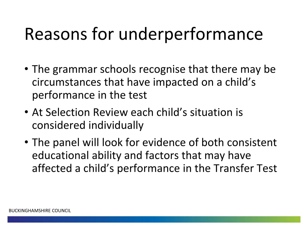 reasons for underperformance