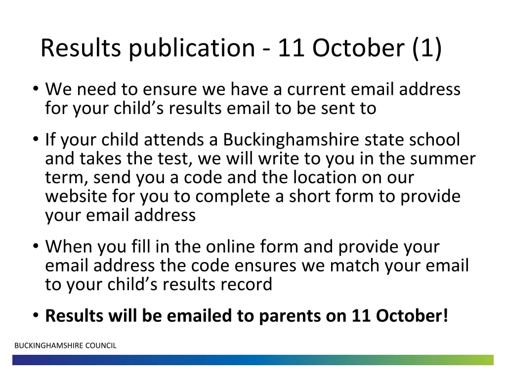 results publication 11 october 1