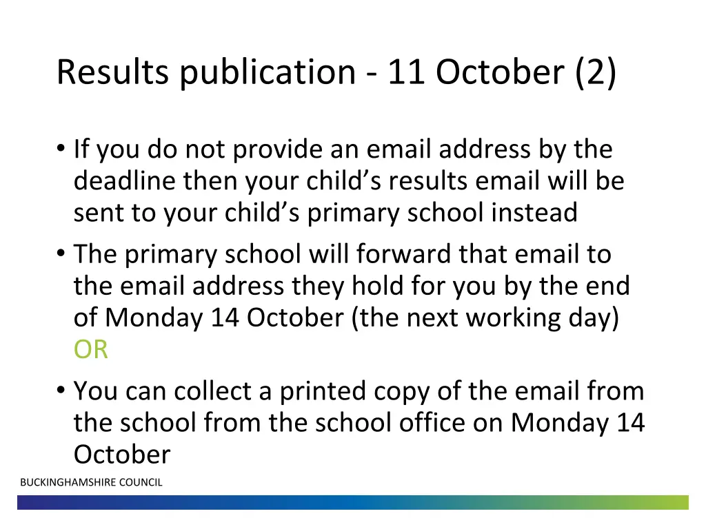 results publication 11 october 2