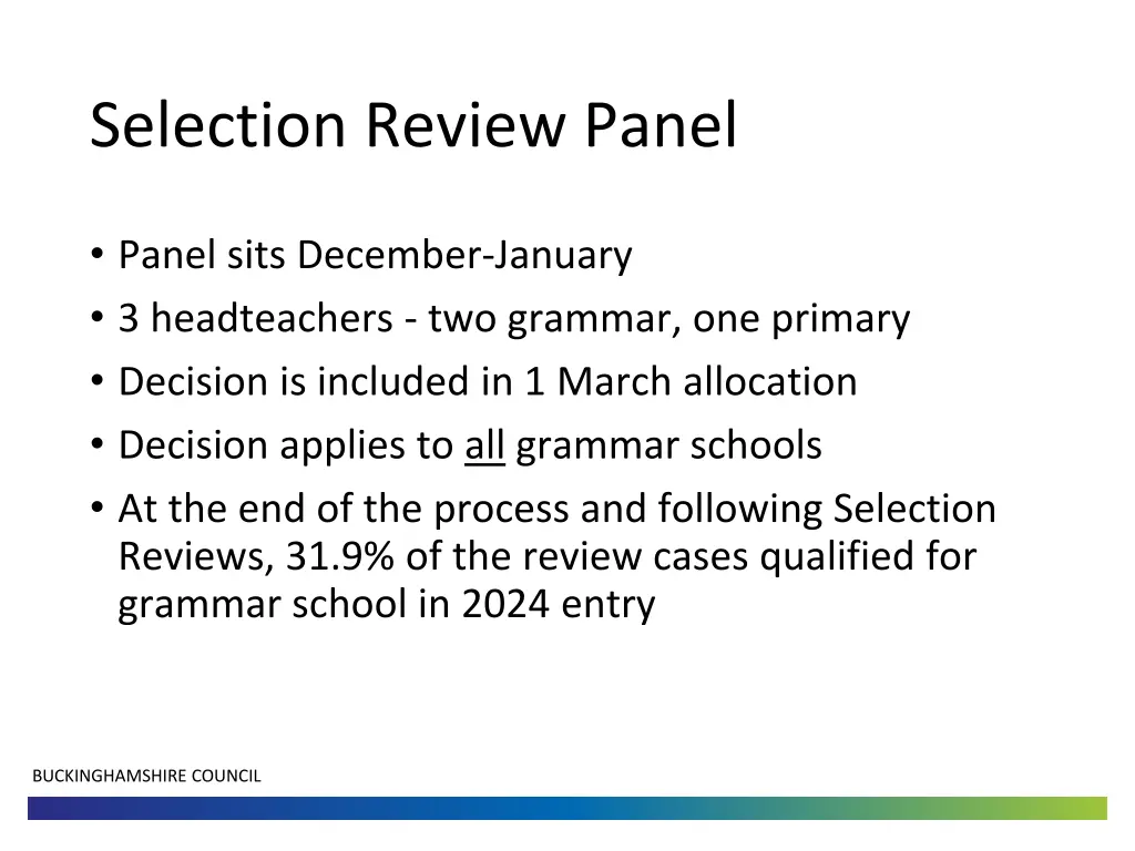 selection review panel