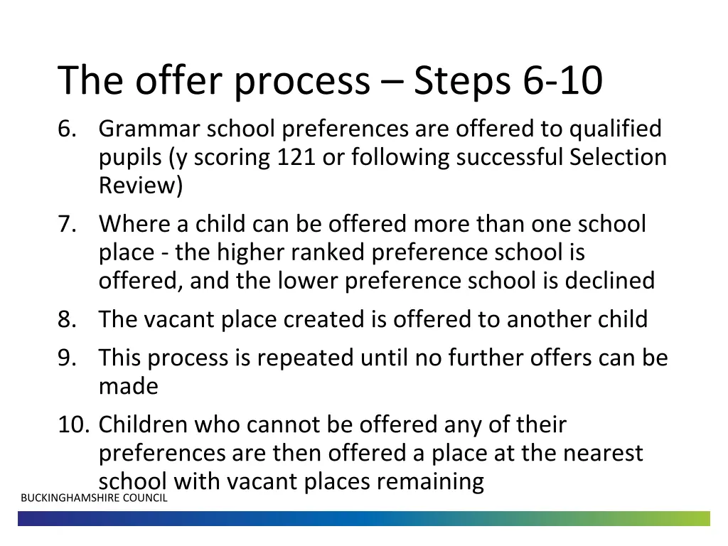 the offer process steps 6 10 6 grammar school