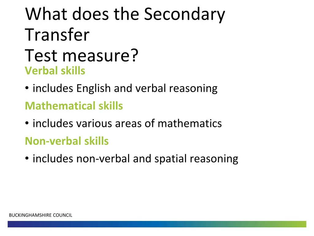 what does the secondary transfer test measure