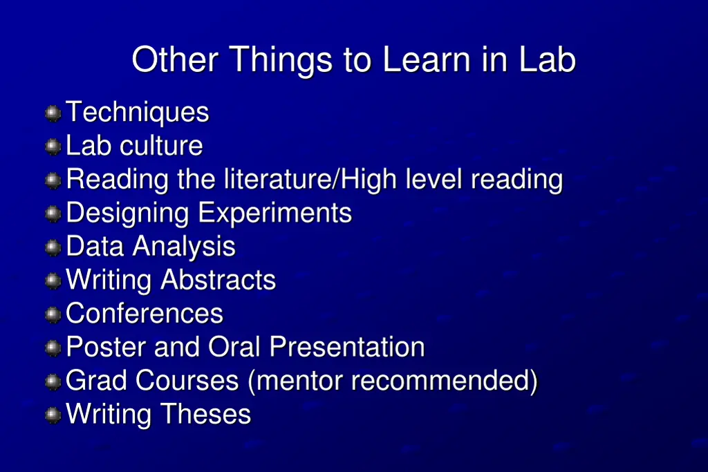 other things to learn in lab